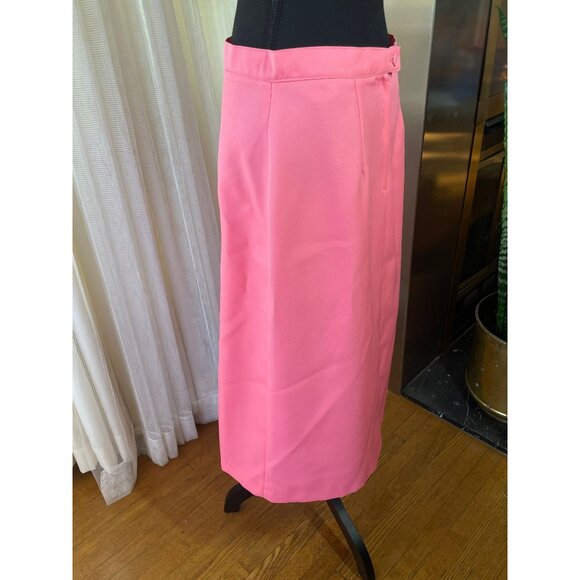 Vintage 80s midi skirt, bubblegum pink polyester, made in Canada by Tamco - Picture 3 of 7